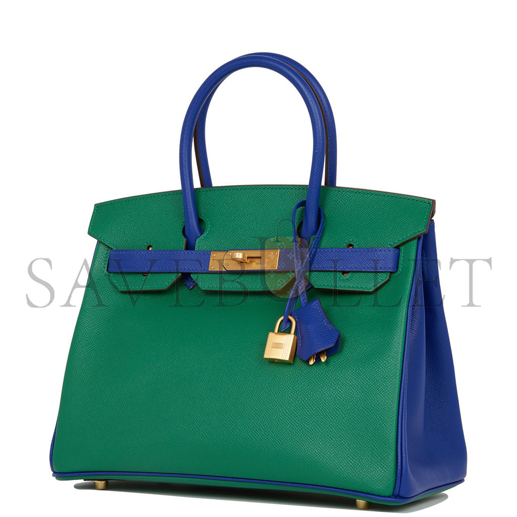 HERMÈS MASTER BIRKIN 35 EPSOM MALACHITE GREEN AND AQUA BLUE BAG H028368CK6Z (25*20*13cm)